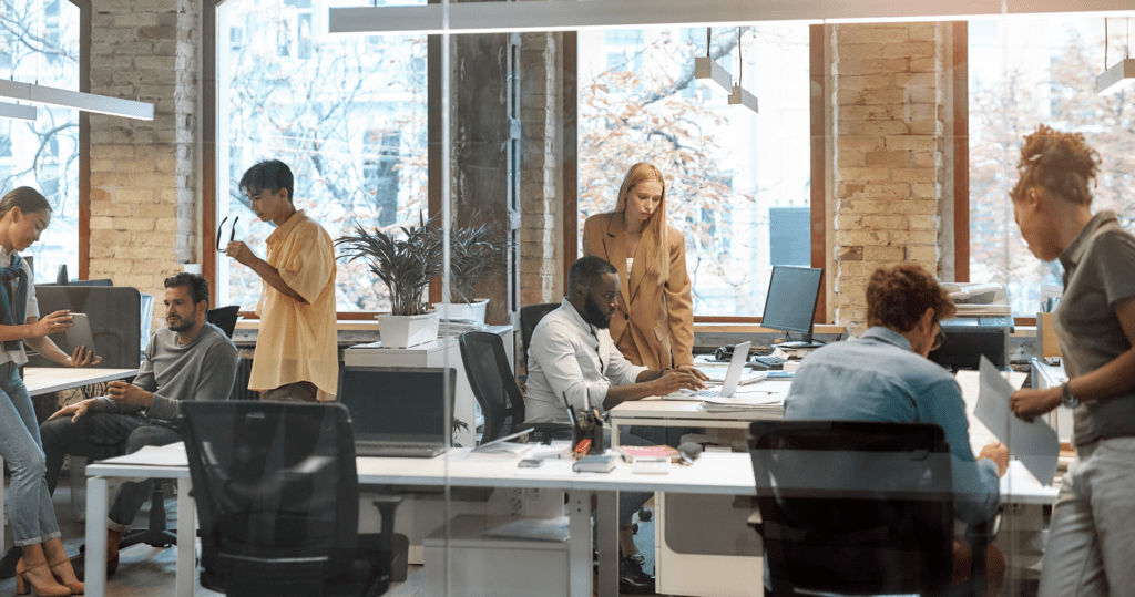 open space équipe bureau