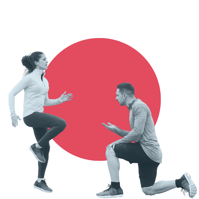 femme saut coach sportif genou à terre